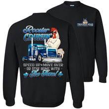Load image into Gallery viewer, Rooster Crusin' Funny Trucker Hoodie Sweatshirt black sweashirt