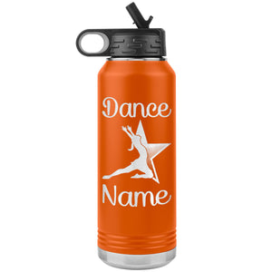 Dance Tumbler Water Bottle, Personalized Dance Gifts orange