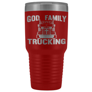 God Family Trucking Trucker Travel Cup | Trucker Tumblers red