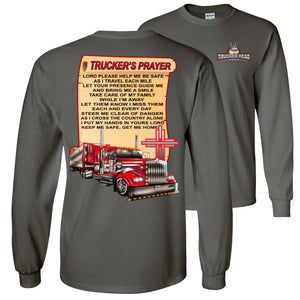 Trucker's Prayer Christian Trucker Shirt LS charcoal