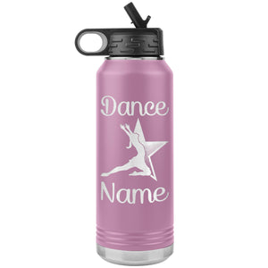 Dance Tumbler Water Bottle, Personalized Dance Gifts light purple