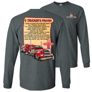 Trucker's Prayer Christian Trucker Shirt LS dk heather