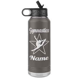 32oz Gymnastics Water Bottle Tumbler pewter