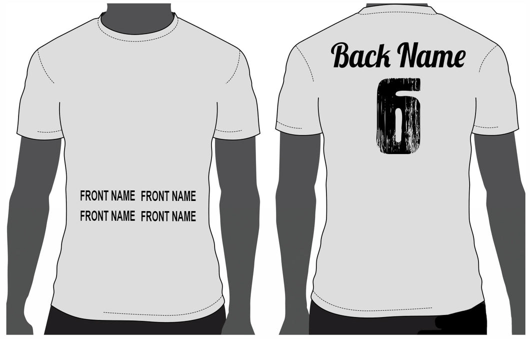 Add custom name to front or back sample placement mock up 