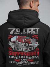 Load image into Gallery viewer, Give Us Room Or It's Gonna Hurt! Funny Trucker Hoodie mock up