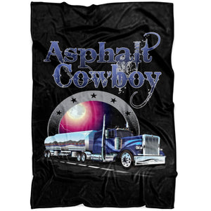 Asphalt Cowboy Trucker Fleece Throw Blanket Pete With Tanker
