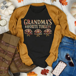 Grandma's Favorite Turkeys Funny Fall Shirts Funny Grandma Shirts