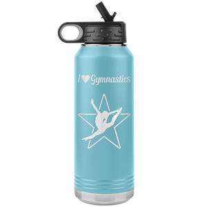 I Love Gymnastics Water Bottle Tumbler light blue