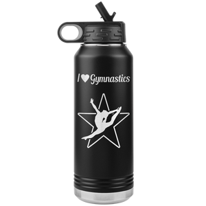 I Love Gymnastics Water Bottle Tumbler black