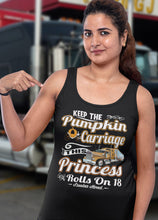 Load image into Gallery viewer, This Princess Rolls On 18 Lady Trucker Tank Top jersey