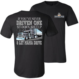 Let Mama Drive Funny Lady Trucker Shirts canvas black