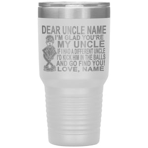 Dear Uncle I'm Glad You're My Uncle Funny Uncle Tumbler white