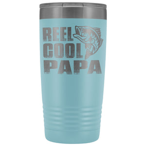 Reel Cool Papa Fishing Papa 20oz Tumbler design 2 light blue
