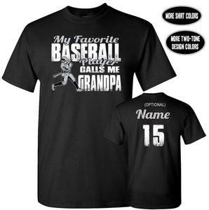 My Favorite Baseball Player Calls Me Grandpa | Custom Baseball Grandpa Shirts