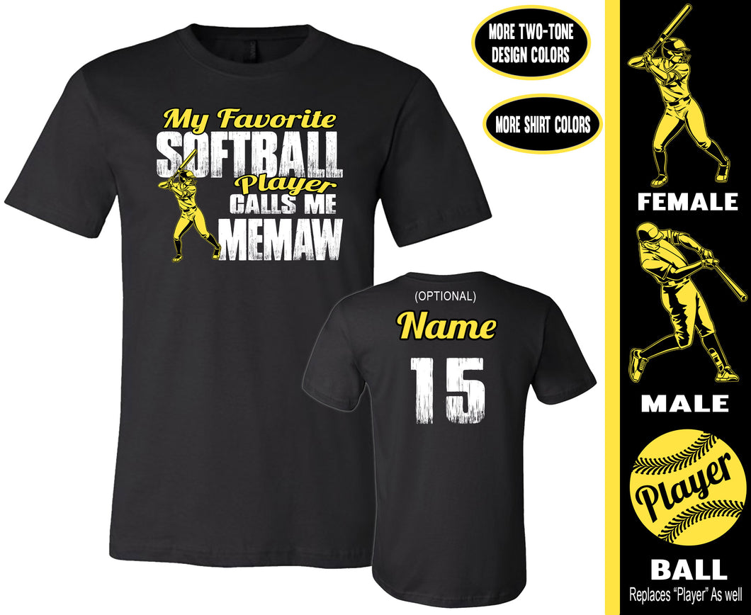 Softball Memaw T Shirts | My Favorite Softball Player Calls Me Memaw