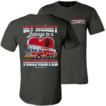 Load image into Gallery viewer, My Heart Belongs To A Firefighter Wife Shirt dk heather