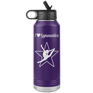I Love Gymnastics Water Bottle Tumbler purple