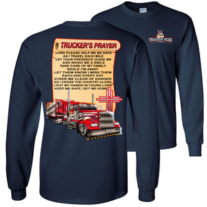 Trucker's Prayer Christian Trucker Shirt LS navy