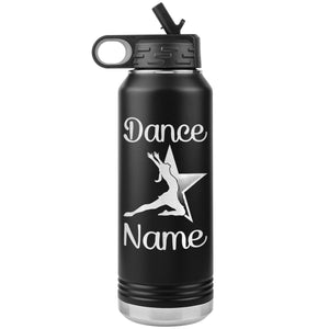 Dance Tumbler Water Bottle, Personalized Dance Gifts black