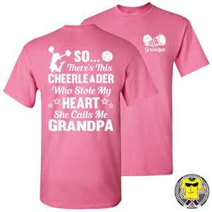 So There's This Cheerleader Who Stole My Heart She Calls Me Grandpa Cheer Grandpa Shirts pink