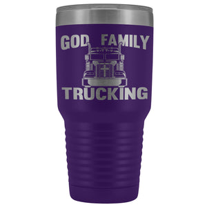 God Family Trucking Trucker Travel Cup | Trucker Tumblers purple