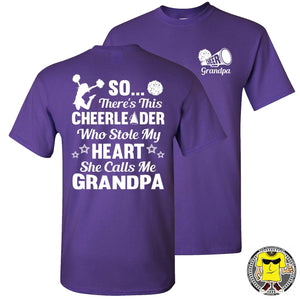 So There's This Cheerleader Who Stole My Heart She Calls Me Grandpa Cheer Grandpa Shirts purple