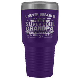 Super Cool Grandpa 30 Ounce Vacuum Tumbler Grandpa Travel Mug purple