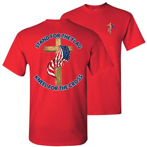 Stand For The Flag Kneel For The Cross Shirt tall red