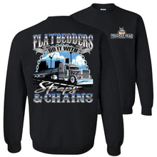 Load image into Gallery viewer, FlatBedders Do It With Straps & Chains Flatbedder Trucker sweatshirt black
