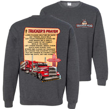 Load image into Gallery viewer, Trucker's Prayer Christian Trucker Crewneck Sweatshirt dk heather