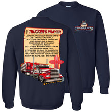 Load image into Gallery viewer, Trucker's Prayer Christian Trucker Crewneck Sweatshirt navy
