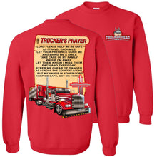 Load image into Gallery viewer, Trucker's Prayer Christian Trucker Crewneck Sweatshirt red