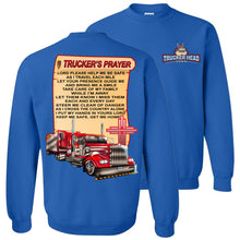 Load image into Gallery viewer, Trucker's Prayer Christian Trucker Crewneck Sweatshirt royal