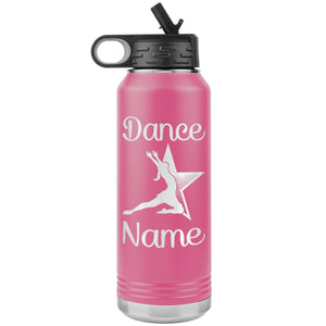 Dance Tumbler Water Bottle, Personalized Dance Gifts pink