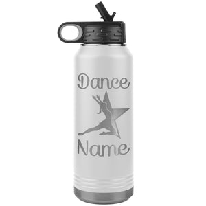 Dance Tumbler Water Bottle, Personalized Dance Gifts white