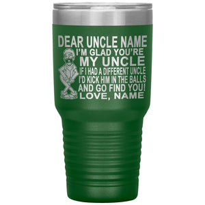 Dear Uncle I'm Glad You're My Uncle Funny Uncle Tumbler green
