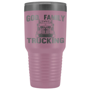 God Family Trucking Trucker Travel Cup | Trucker Tumblers light purple