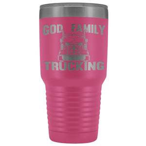 God Family Trucking Trucker Travel Cup | Trucker Tumblers pink