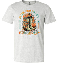 Load image into Gallery viewer, Christian Fall Tee, The Lord Guides Our Steps Proverbs 16:9 ash