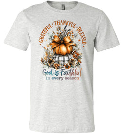 Christian Fall T-shirt Grateful Thankful Blessed ash