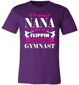 Gymnastics Nana T-Shirt, Proud Nana Of A Flippin Awesome Gymnast purple