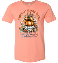Load image into Gallery viewer, Christian Fall T-shirt Grateful Thankful Blessed sunset