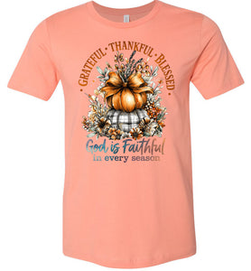 Christian Fall T-shirt Grateful Thankful Blessed sunset