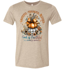 Load image into Gallery viewer, Christian Fall T-shirt Grateful Thankful Blessed sand