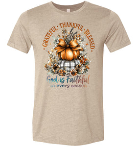 Christian Fall T-shirt Grateful Thankful Blessed sand