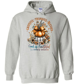 Christian Fall Hoodie Grateful Thankful Blessed ash