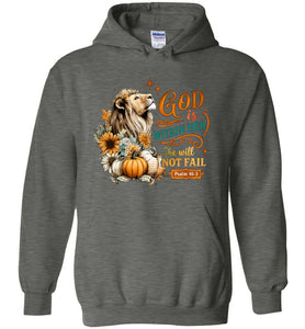 Christian Fall Hoodie God Within Her She Will Not Fall Psalm 46:5 grey
