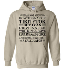 Load image into Gallery viewer, Funny Elderly Sarcastic Hoodie: I Can Drive Stick tan