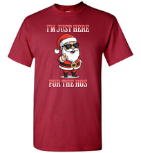 Load image into Gallery viewer, Funny Santa Shirt I&#39;m Just Here For The Hos Christmas Gag Tee red