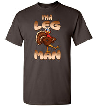 Load image into Gallery viewer, brown t-shirt with a turkey graphic and text on a white background